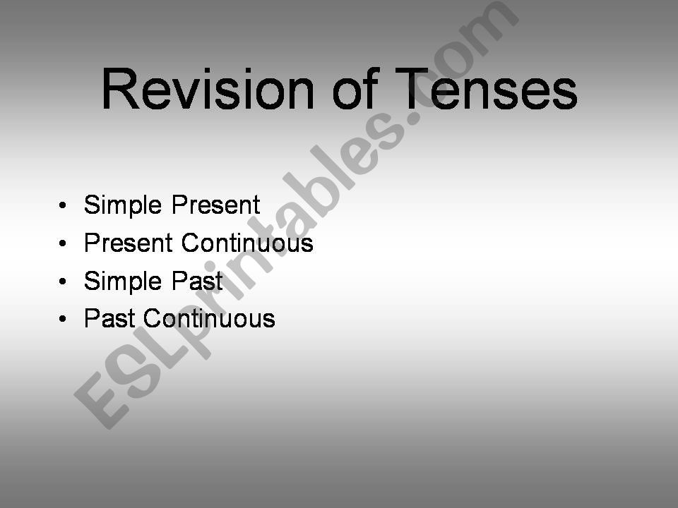 Presentation of Tenses powerpoint