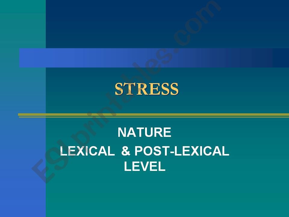 Stress in phonetics powerpoint