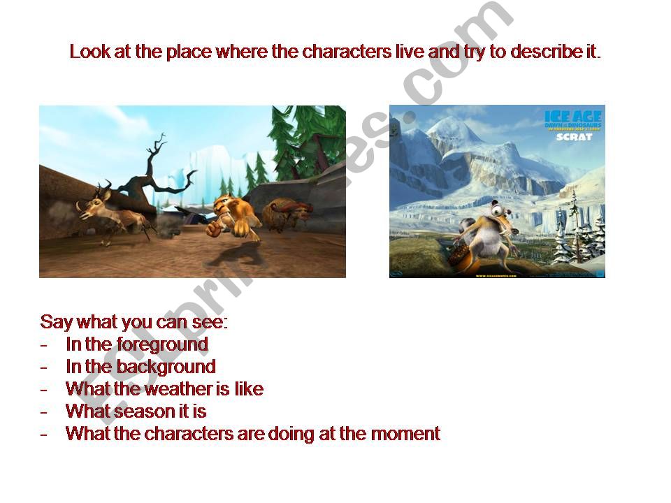 Ice Age (lesson based on a cartoon)