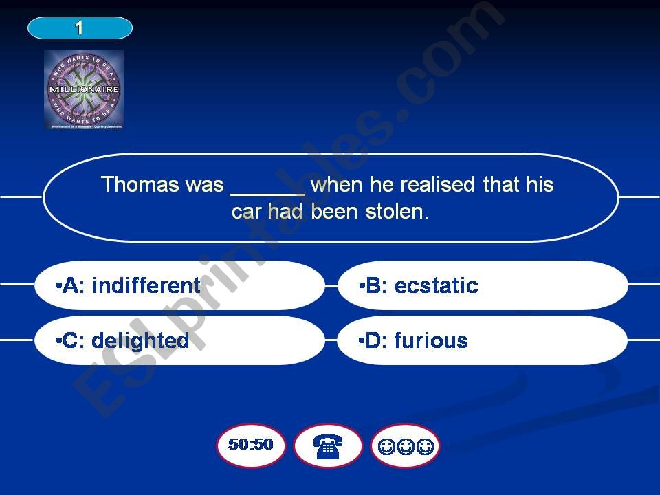 Who Wants To Be A Millionaire - Feelings (Strong) Vocabulary