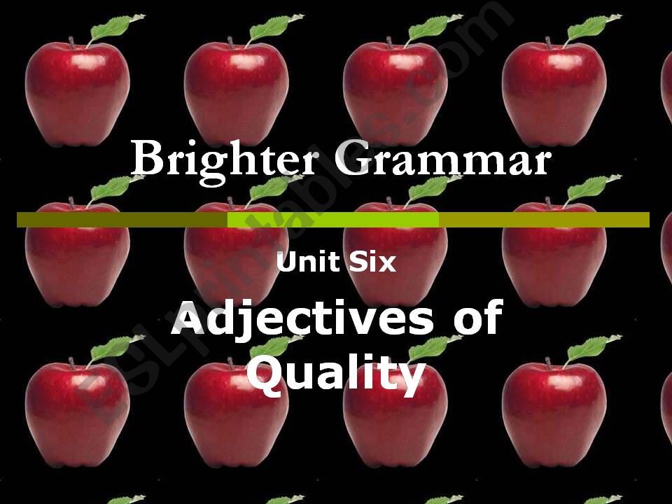 Adjectives of Quality powerpoint