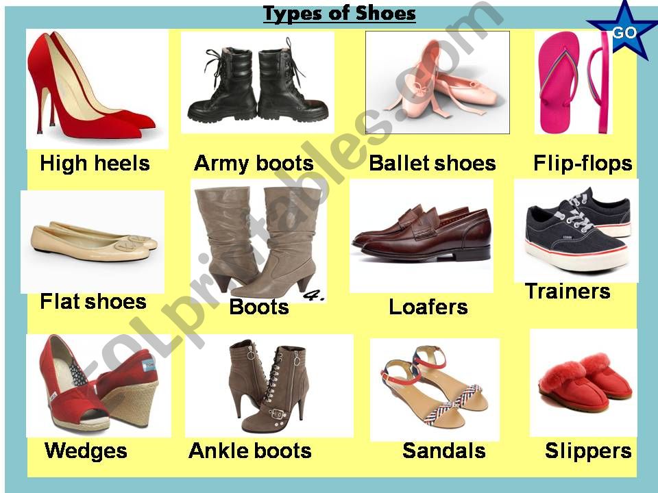 Types of shoes + a game inside