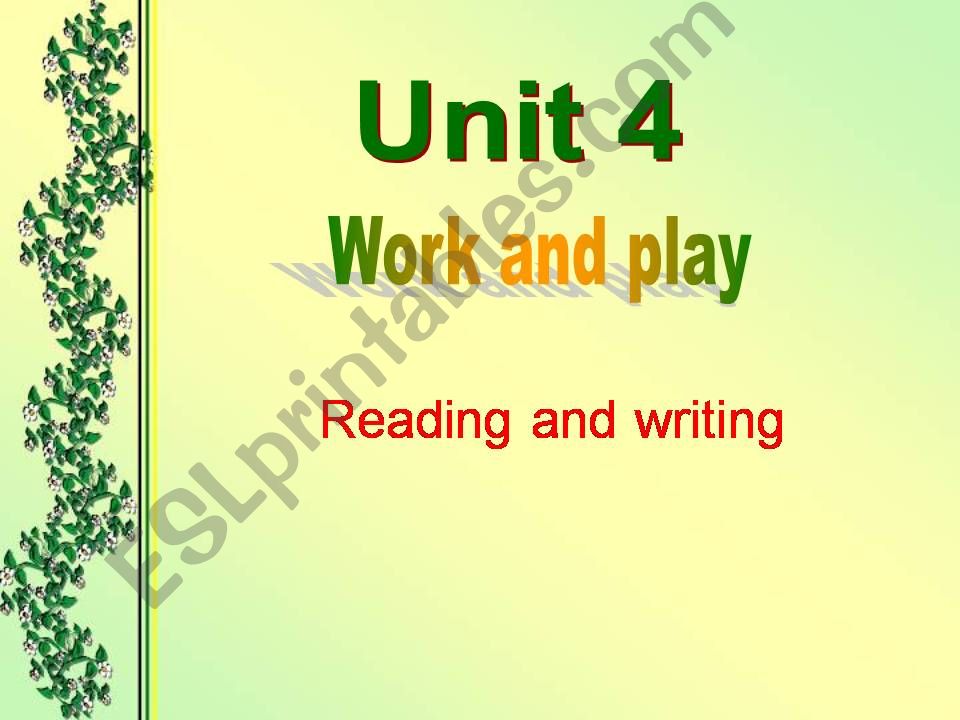 Unit 4 Work and place (period 5) part 1