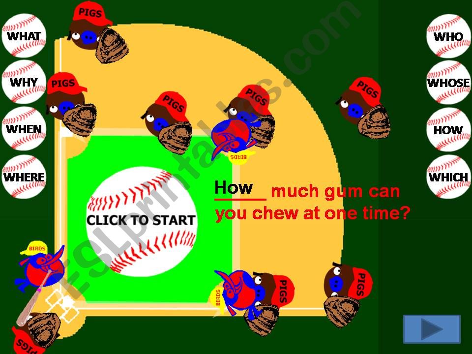 Question Words Angry Bird baseball game part 3