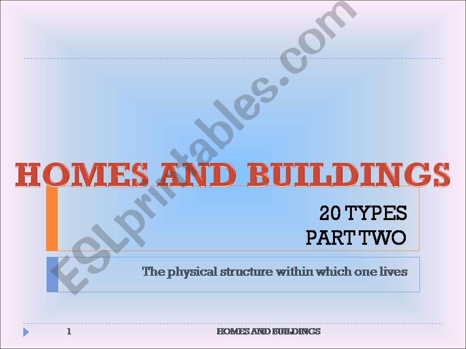 20 TYPES OF HOMES AND BUILDINGS-PART TWO