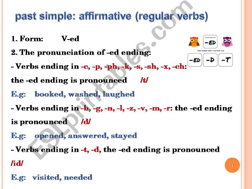 Past Simple: Affirmative (Regular Verbs)