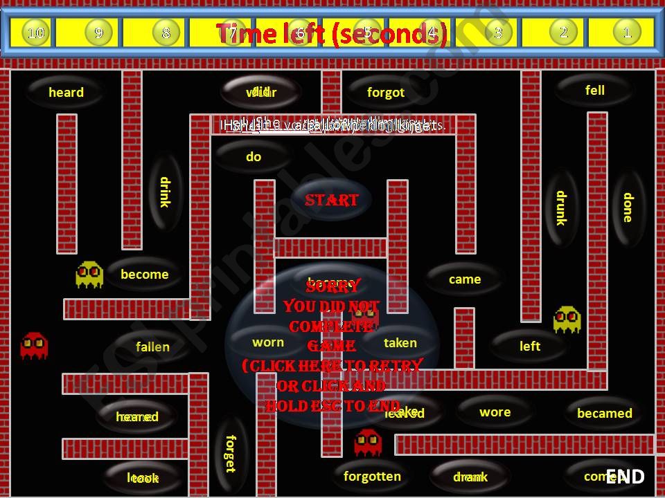 Irregular Verbs Cursor Pacman Game