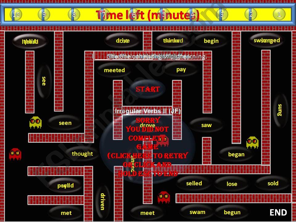 Irregular Verbs Cursor Pacman Game level two