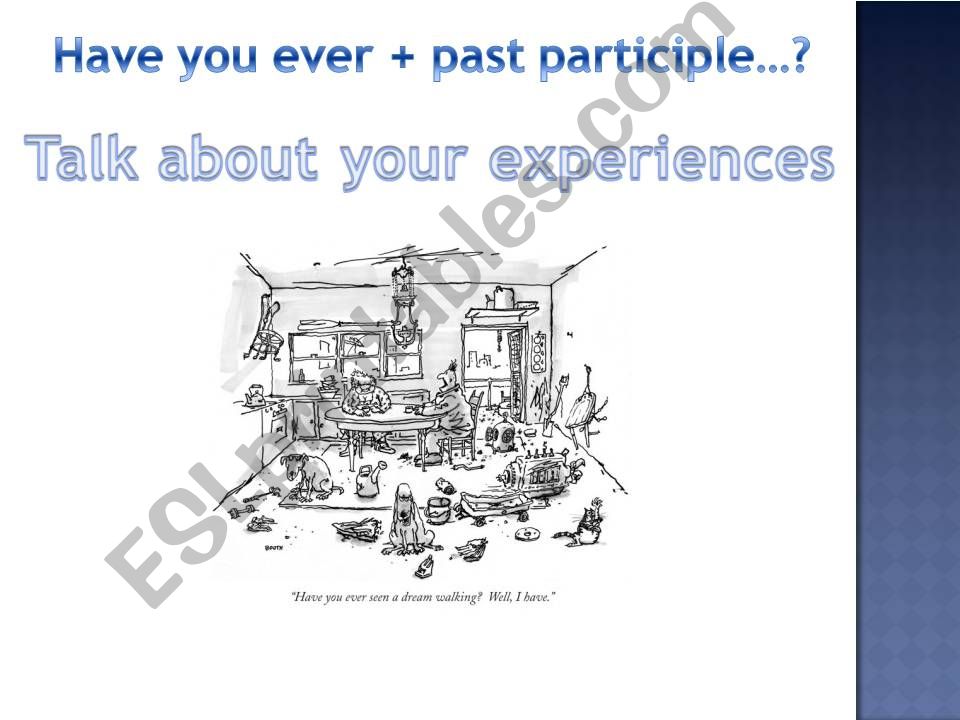 HAVE YOU EVER + PAST PARTICIPLE ?