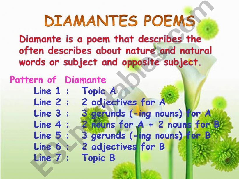 Diamant es Poem powerpoint