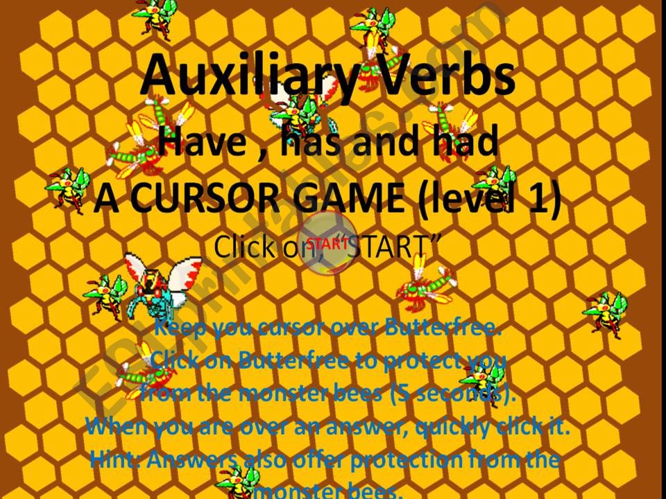 Auxiliary Verbs Has Have Had Various Tenses Bee Cursor Game