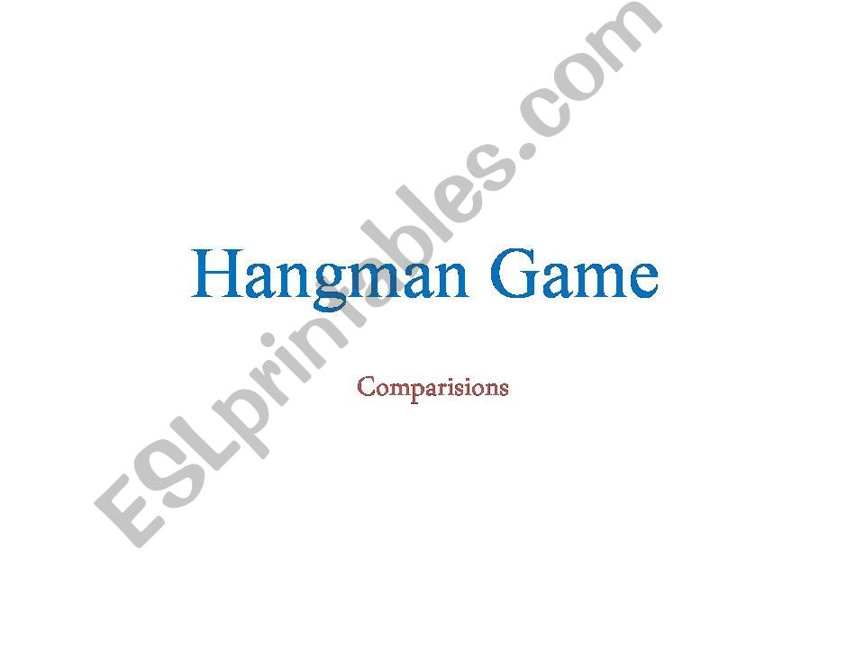 hangman game for comparisons warm up activities