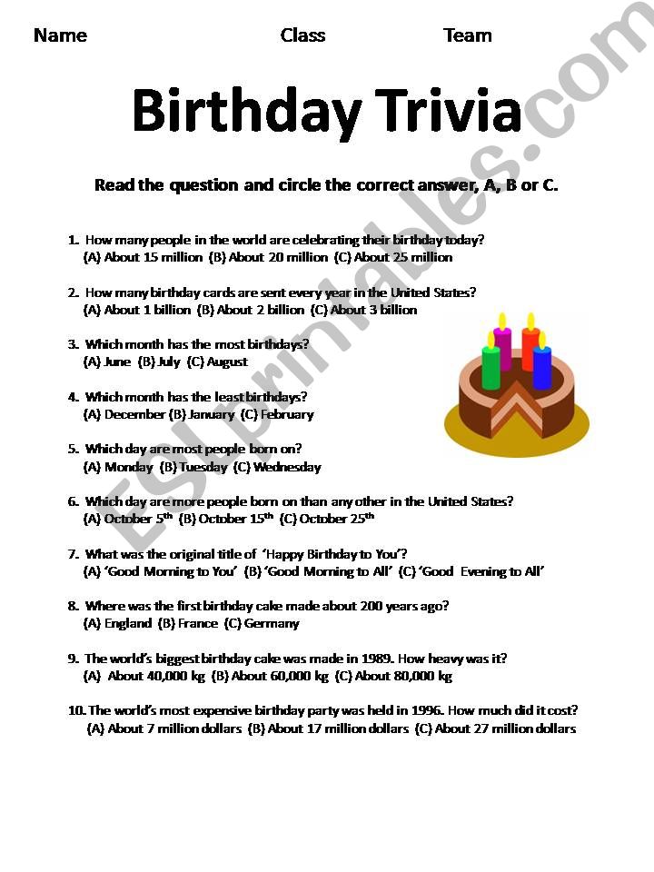 Birthday Trivia powerpoint