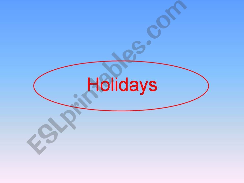 Holiday Vocabulary Ppt powerpoint