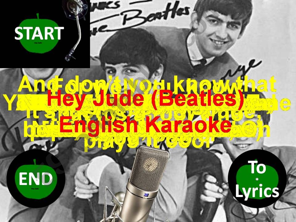 English Karaoke Beetles Hey Jude with background music (not original)