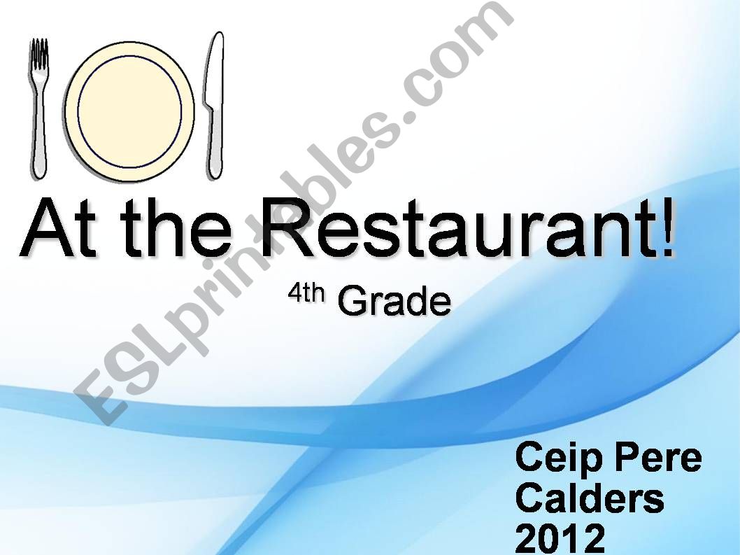 AT THE RESTAURANT - Lesson plan-