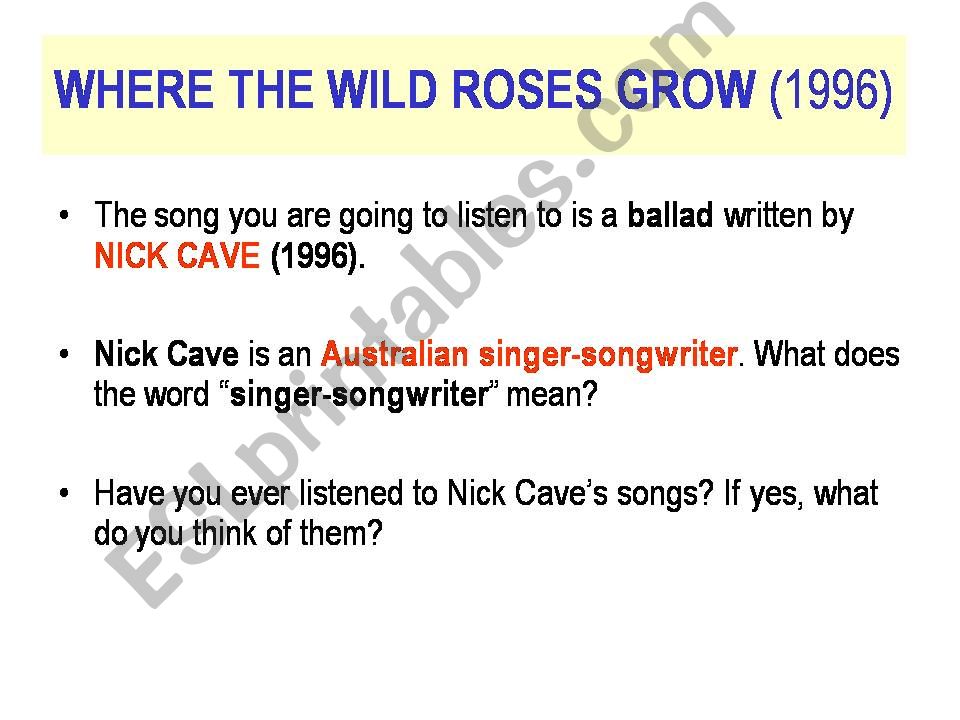 Where The Wild Roses Grow powerpoint
