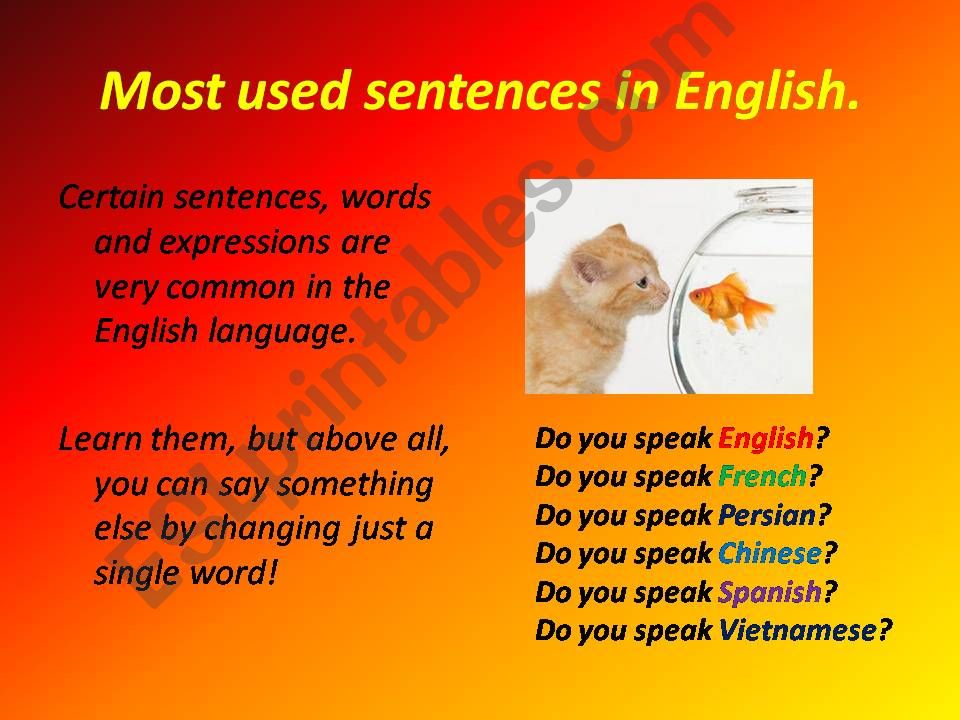 Most used sentences Part 1 powerpoint