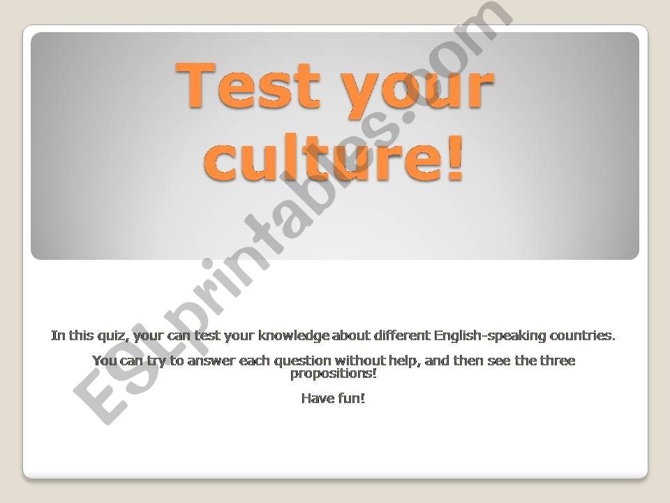 Test your culture 1 powerpoint