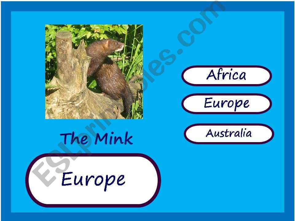 Endangered Animals Map Game 3 powerpoint