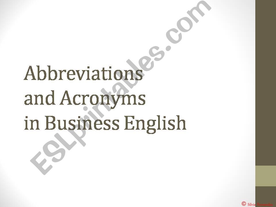 Abbreviations and Acronyms powerpoint