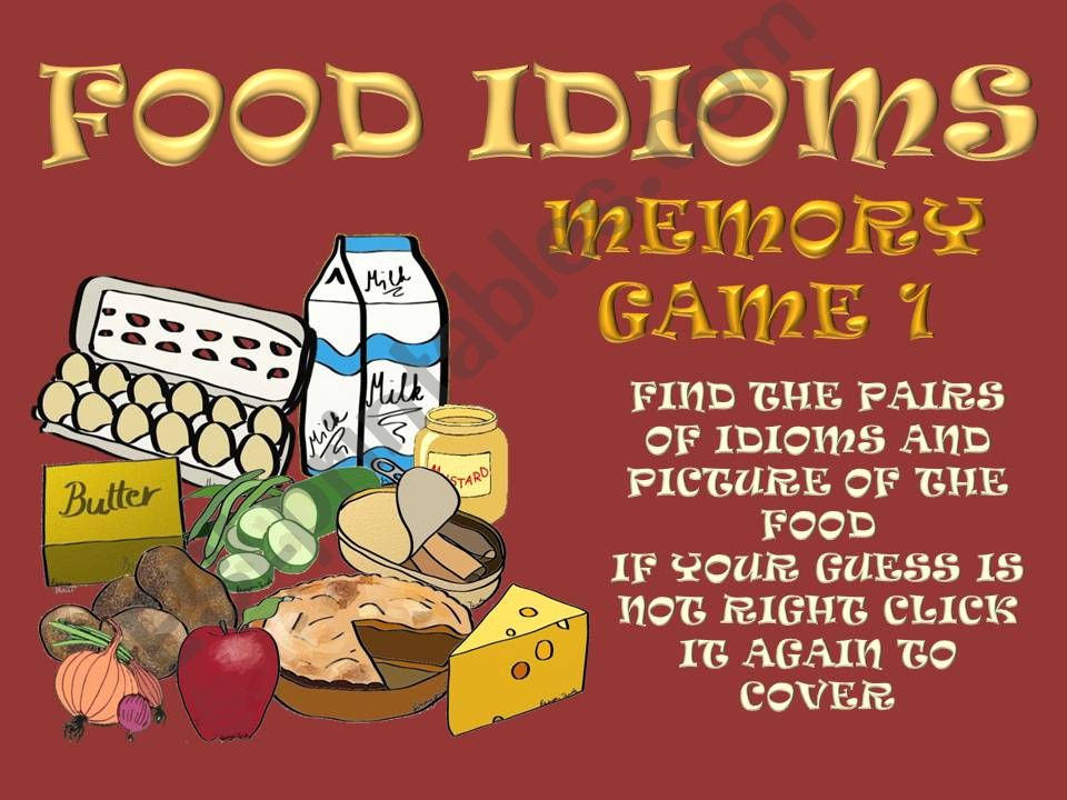 Food Idioms - Memory Game 1 powerpoint