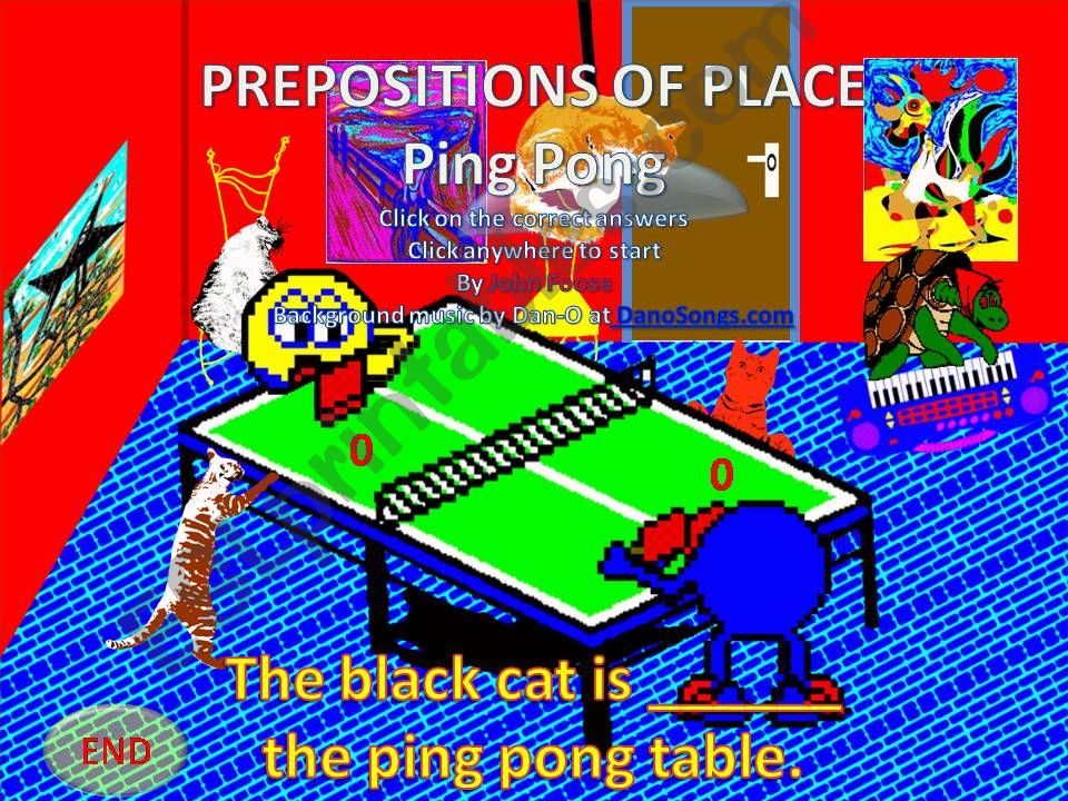 Prepositions of Place Ping Pong Game with real game fully animated part 1