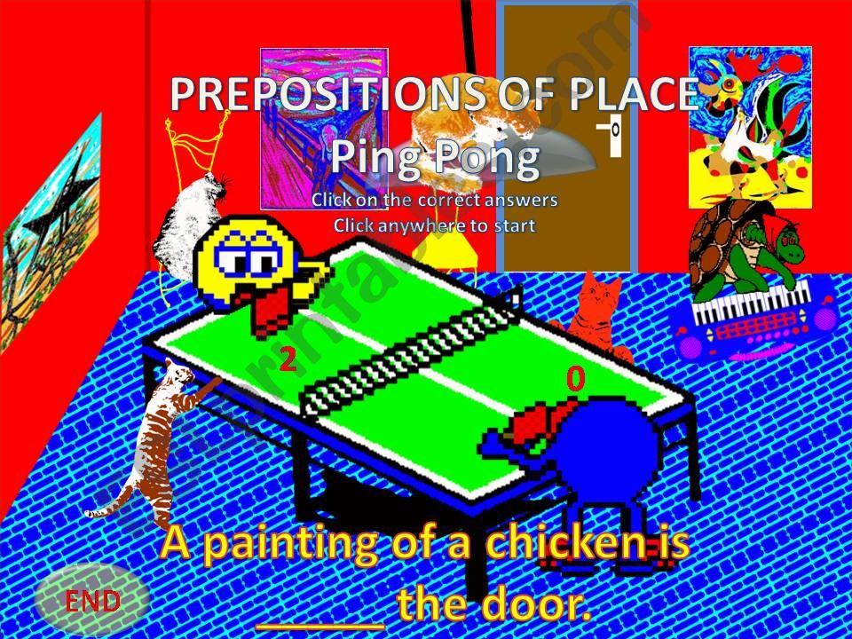 Prepositions of place Ping Pong Game part 2