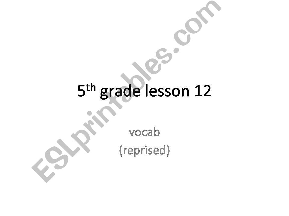 Gap fill for vocabulary for a 5th grade lesson