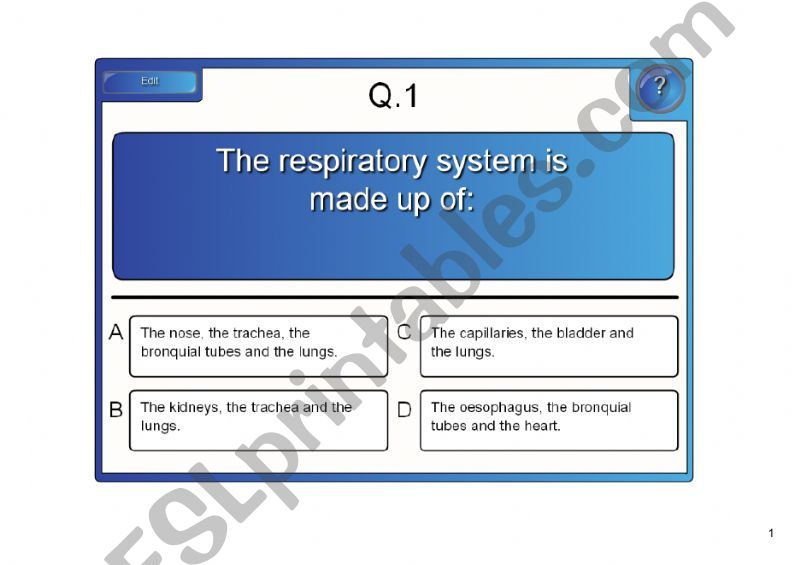 Human body quizz powerpoint