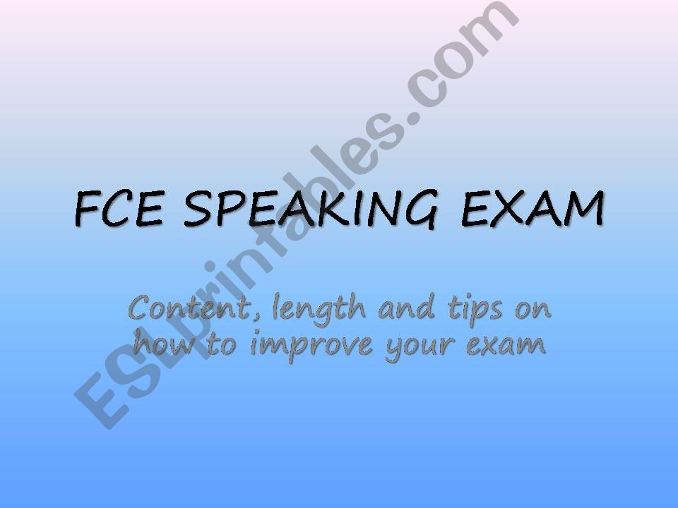 FCE Speaking Exam powerpoint