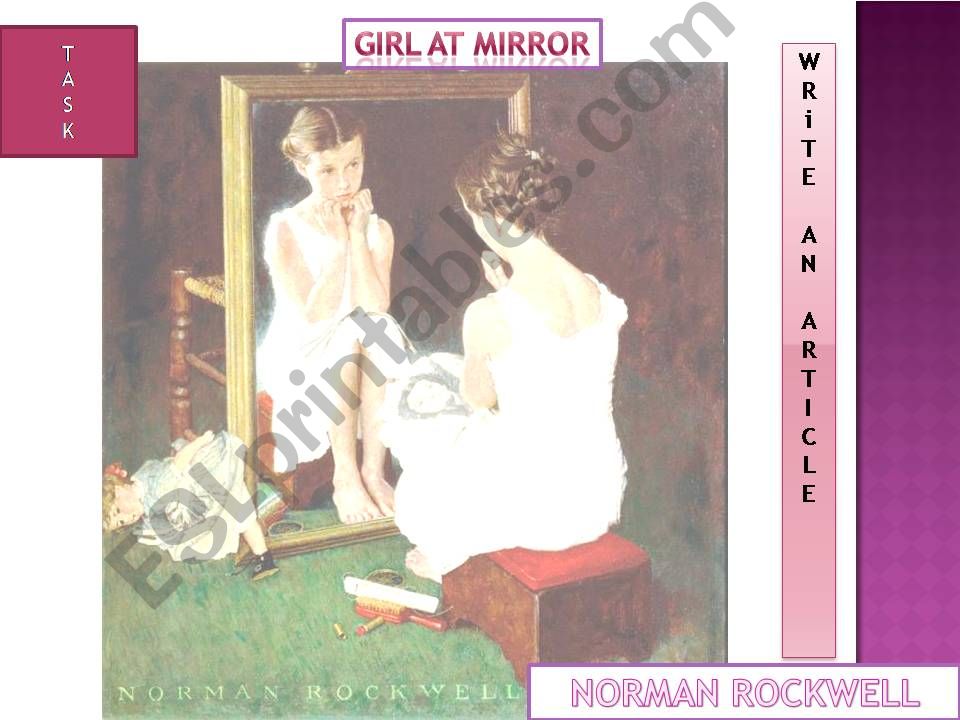 GIRL AT MIRROR, Norman Rockwell.
