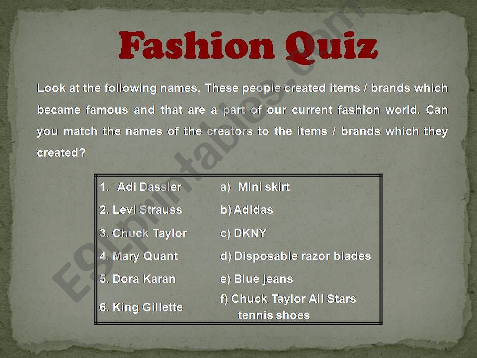 Fashion Quiz powerpoint