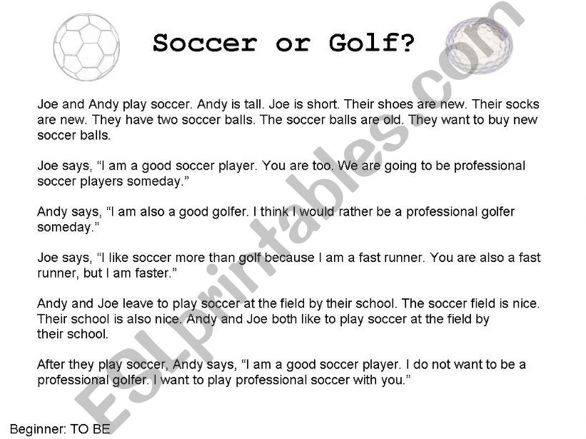Soccer or Golf powerpoint