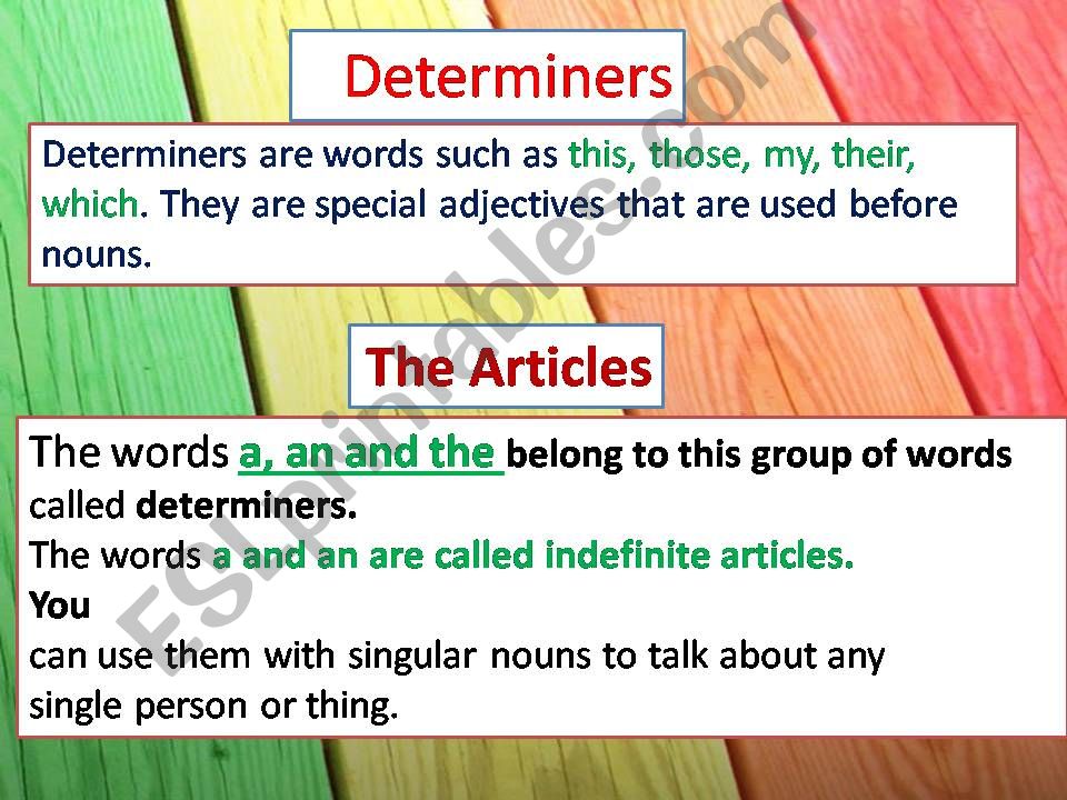 determiners and articles powerpoint
