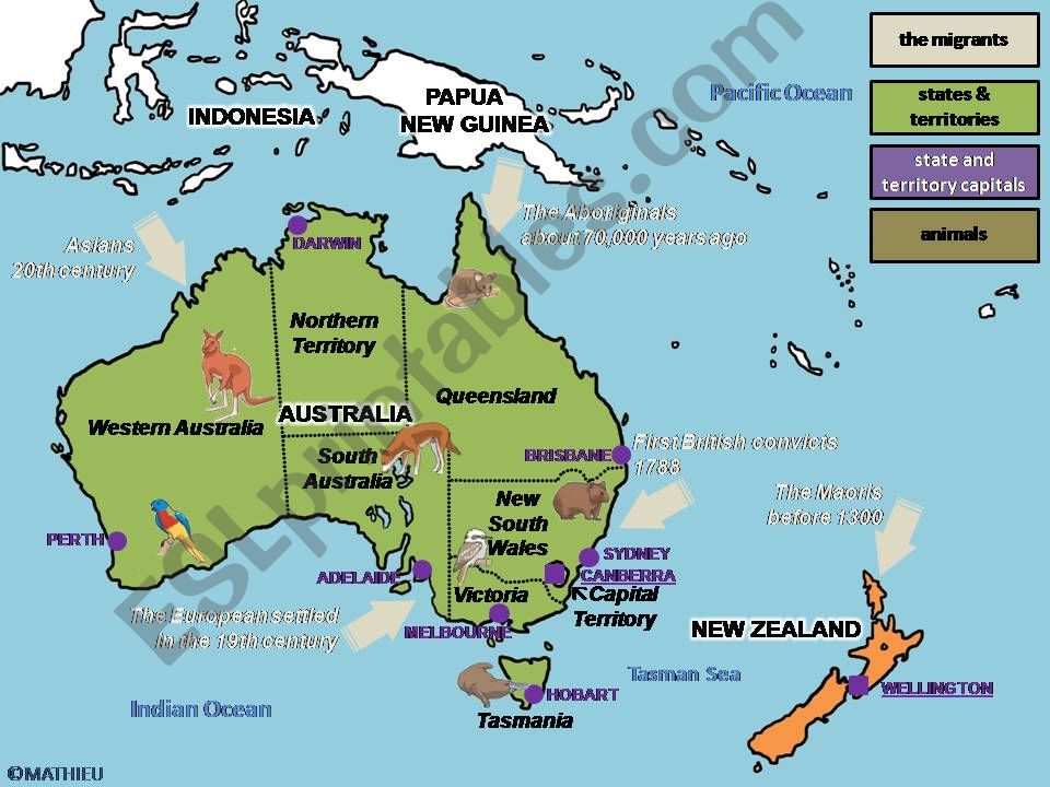 Australia - map (fully clickable) and quiz