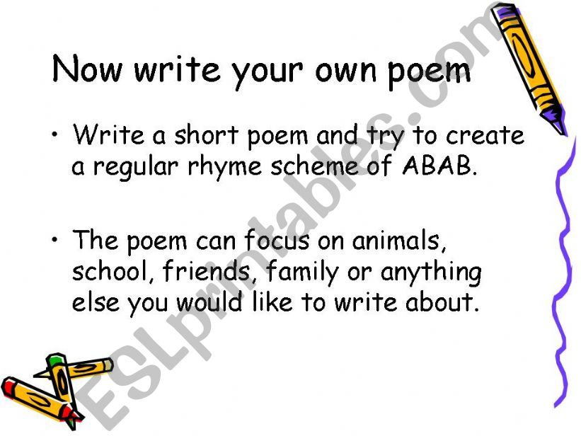 ESL - English PowerPoints: Poetry - Rhyme Scheme ESL - English PowerPoints: Poetry - Rhyme Scheme