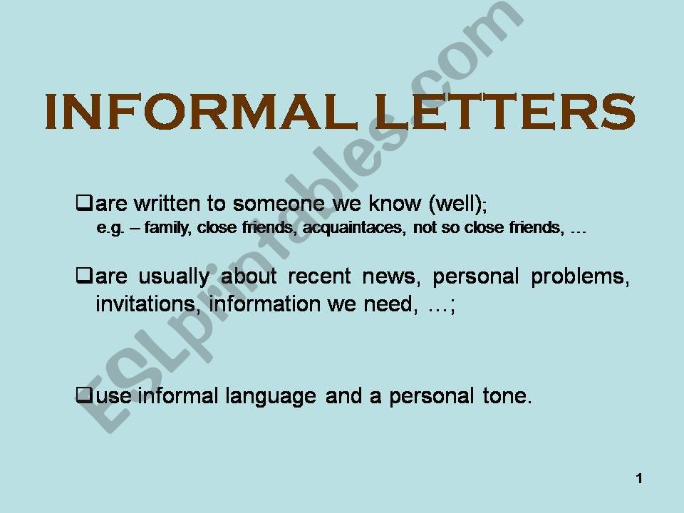 Informal letters powerpoint