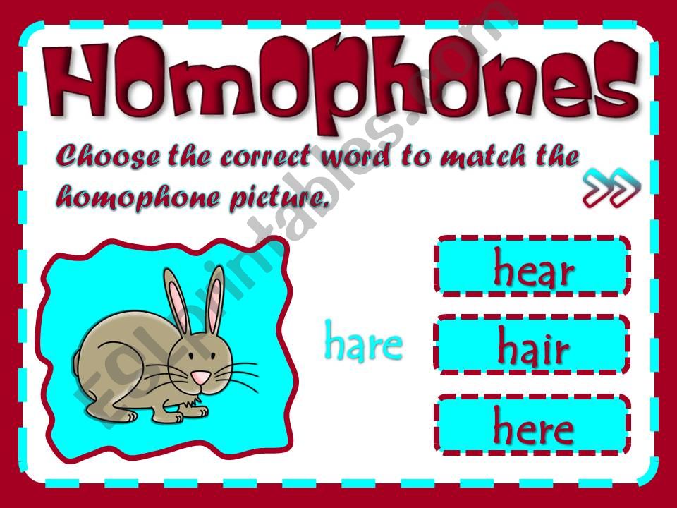 Homophones - game (2/2) powerpoint