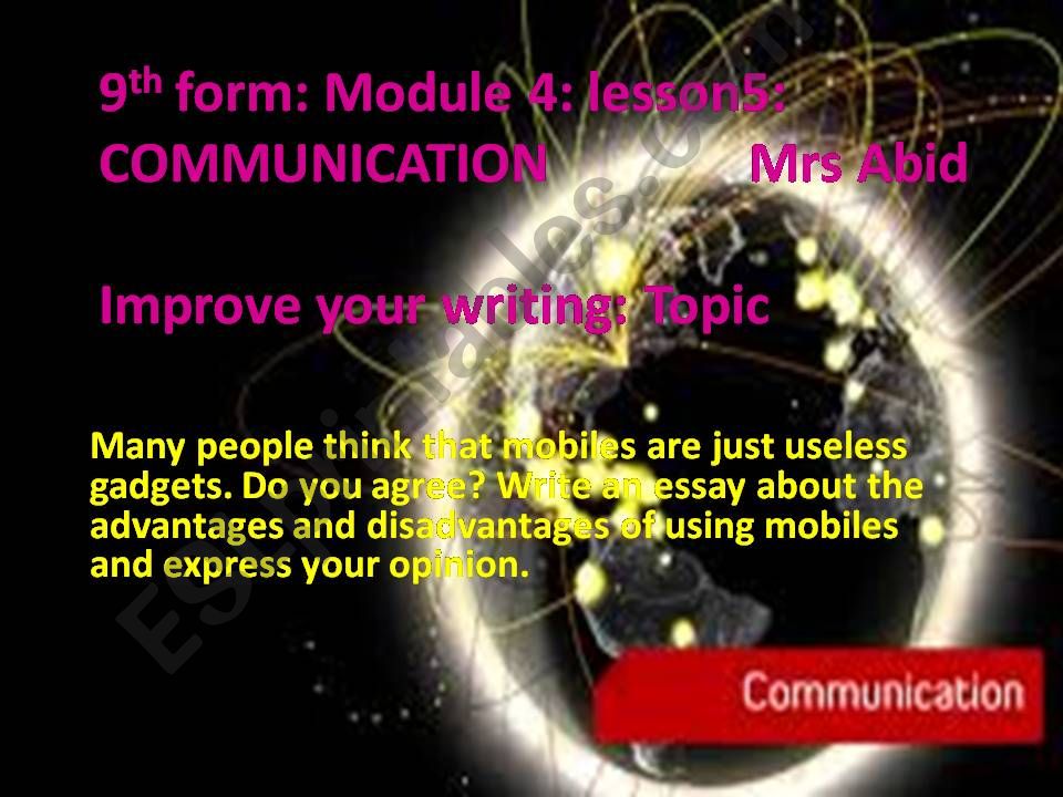  Essay form on mobile phones  powerpoint