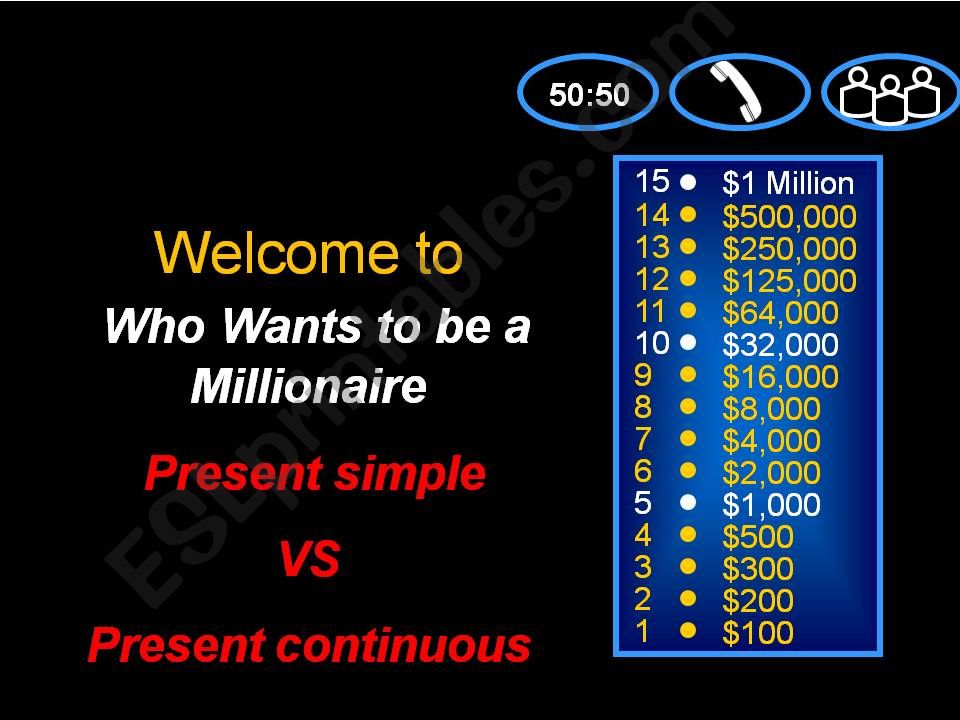 Who Wants to be a Millionaire Present simple VS Present continuous - 1.ppt