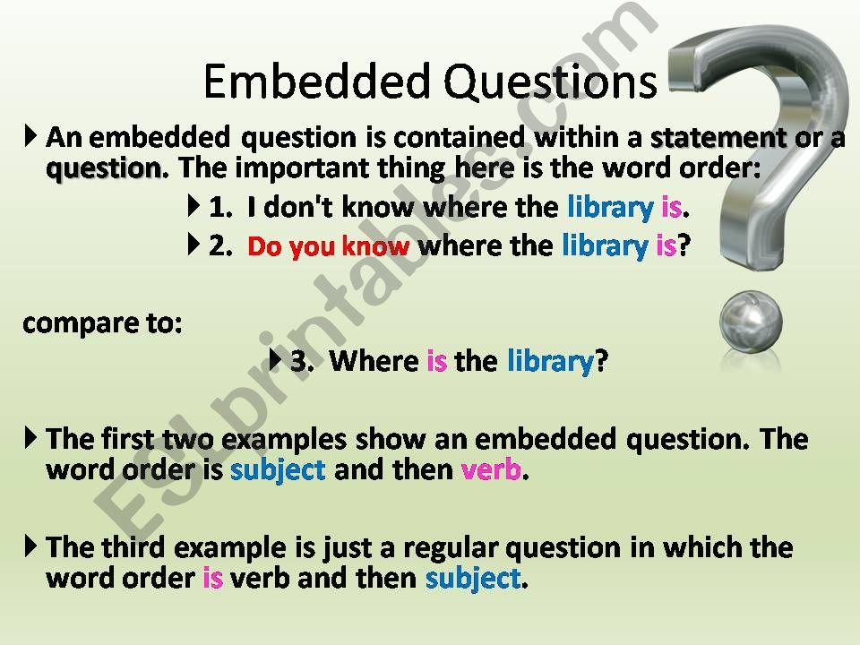 Embedded Questions powerpoint