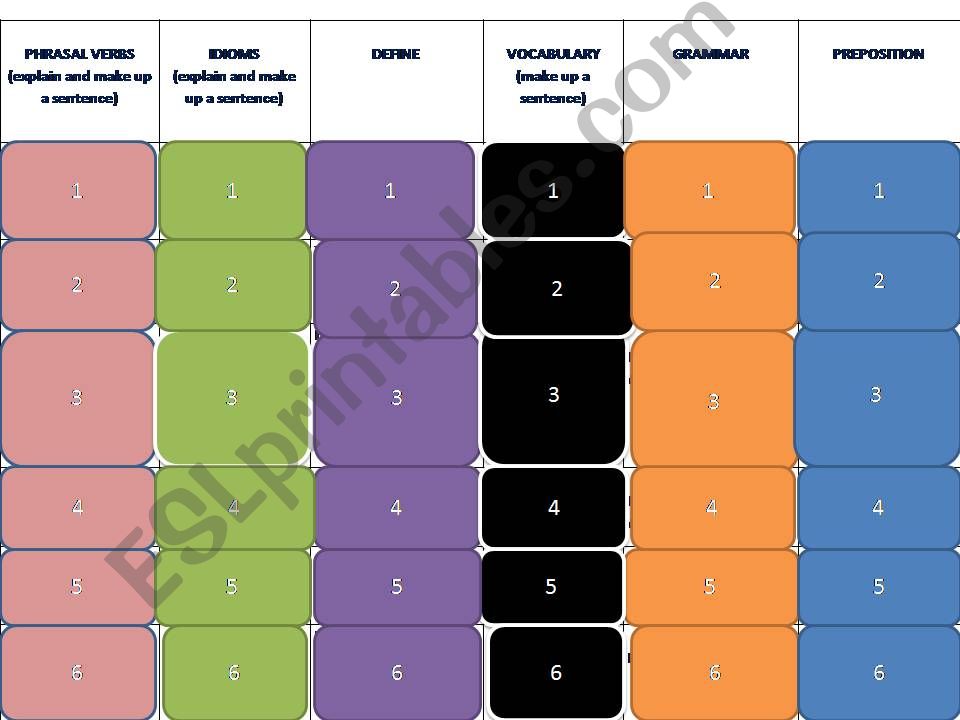 advanced challenging game powerpoint