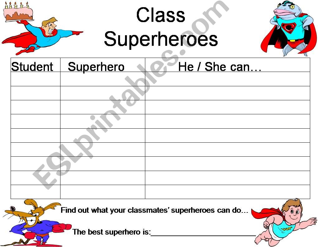 Superhero Survey powerpoint