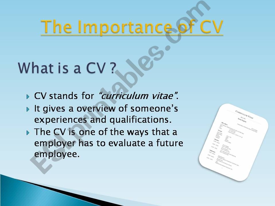 The importance of a good curriculum vitae