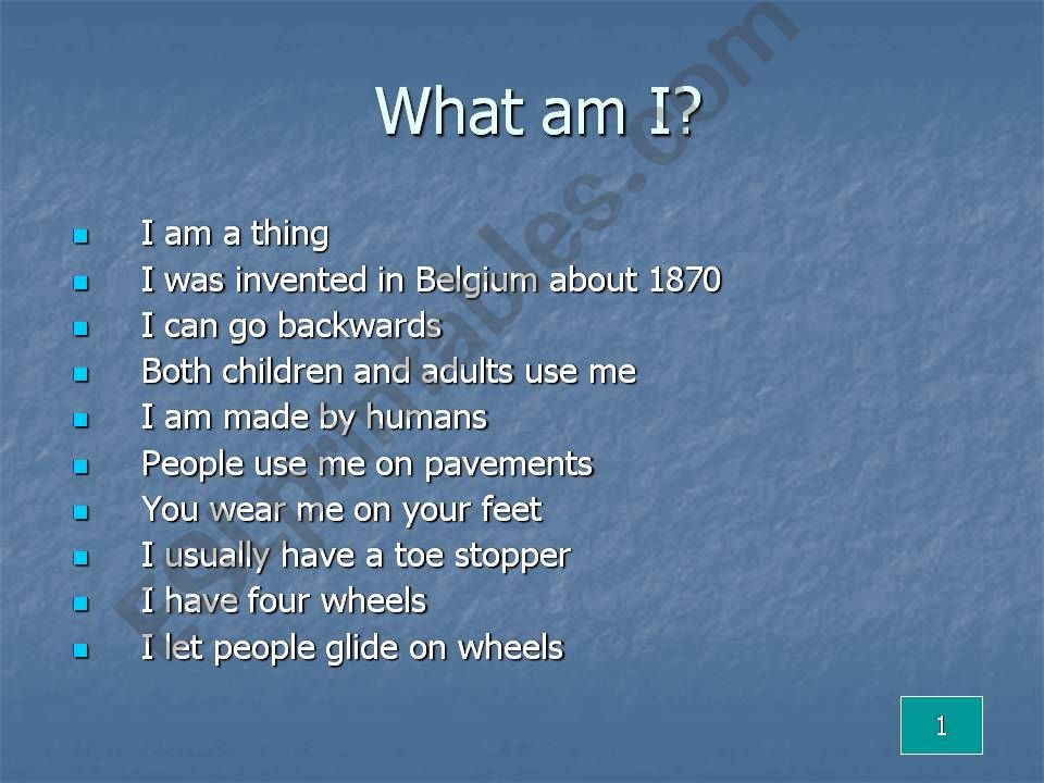 What am I?   A team game powerpoint