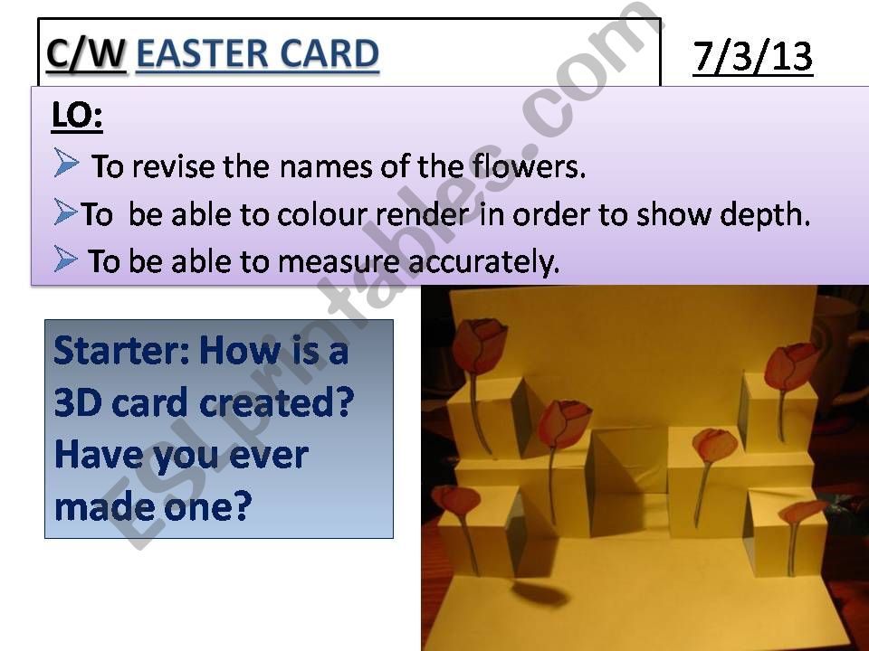 Easter - flowers 3D card powerpoint