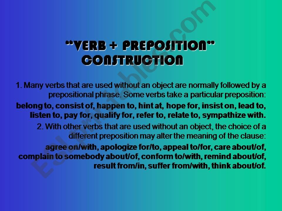 Verb + preposition powerpoint