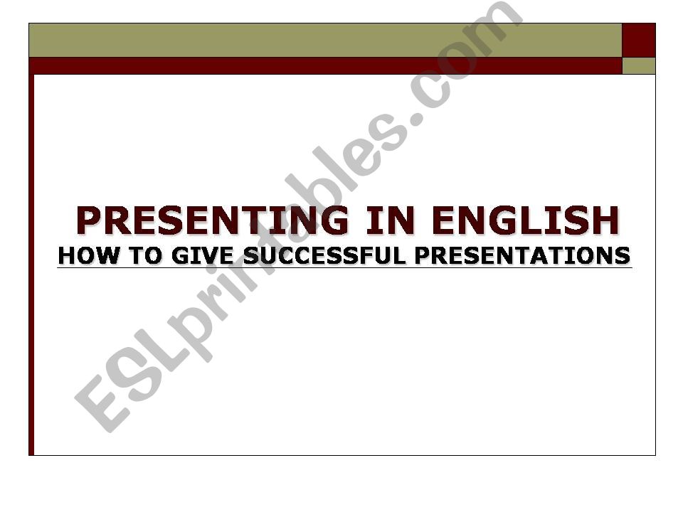 SUCCESSFUL PRESENTATIONS IN ENGLISH