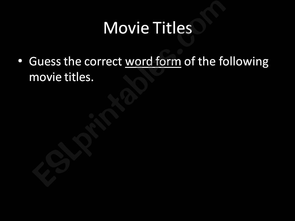 Word Forms- Movie Titles powerpoint